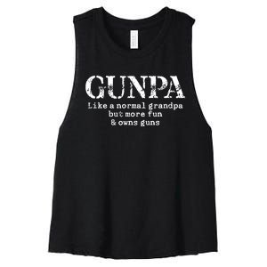 Gunpa Like A Normal Grandpa But More Fun And Owns Guns Women's Racerback Cropped Tank