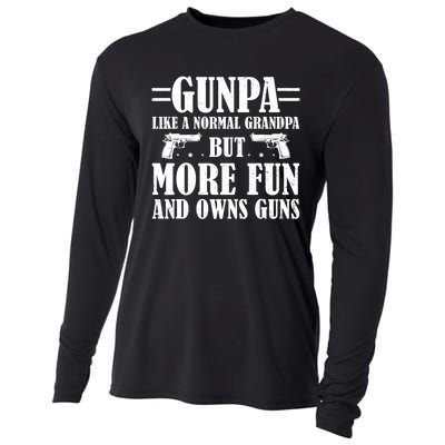 Gunpa Like A Normal Grandpa But More Fun And Owns Guns Funny Cooling Performance Long Sleeve Crew