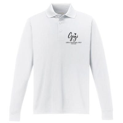 Gigi Like A Grandma Only Cooler Heart MotherS Day Gigi Performance Long Sleeve Polo