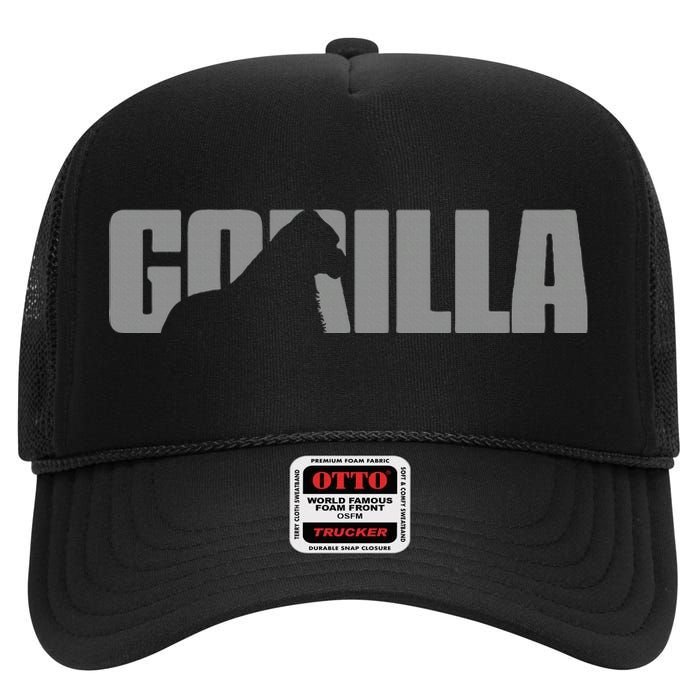 Gorilla Lover Apparel Animal Great Ape Gorilla High Crown Mesh Back Trucker Hat