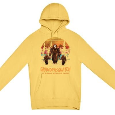 Grandpasquatch Like A Grandpa Just Way More Squatchy Retro Premium Pullover Hoodie