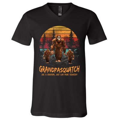 Grandpasquatch Like A Grandpa Just Way More Squatchy Retro V-Neck T-Shirt