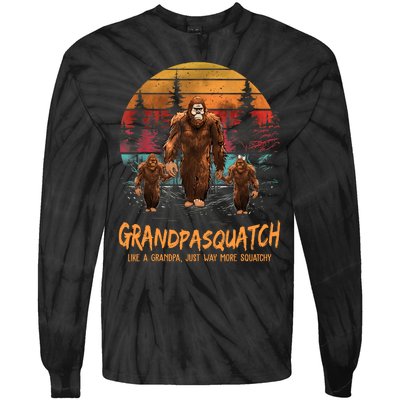 Grandpasquatch Like A Grandpa Just Way More Squatchy Retro Tie-Dye Long Sleeve Shirt