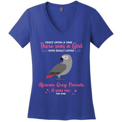 Girl Loves African Grey Parrot Dog Gift Mom Great Gift Women's V-Neck T-Shirt