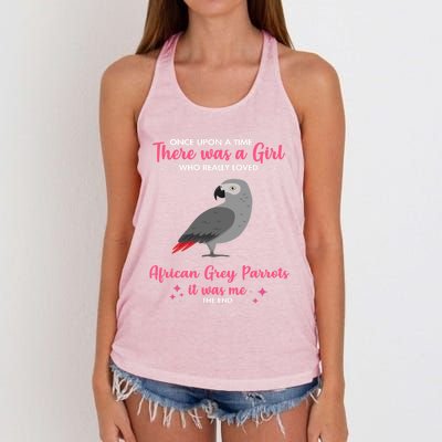 Girl Loves African Grey Parrot Dog Gift Mom Great Gift Women's Knotted Racerback Tank