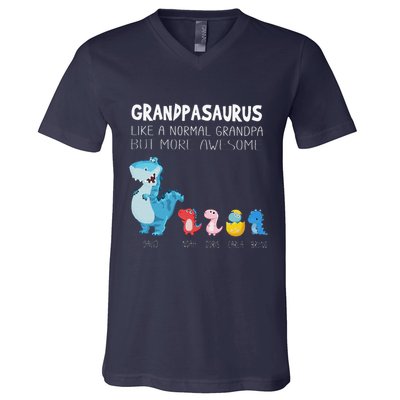 Grandpasaurus Like A Normal Grandpa But More Awesome V-Neck T-Shirt