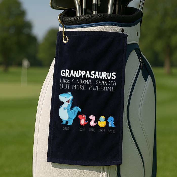 Grandpasaurus Like A Normal Grandpa But More Awesome Golf Towel