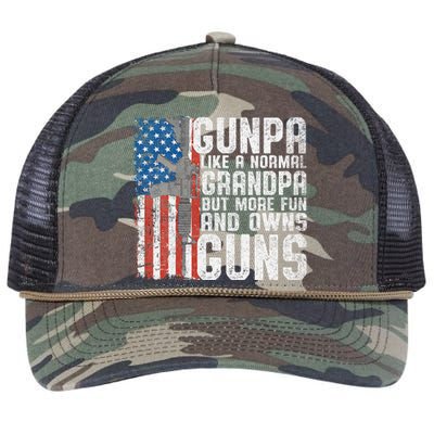 Gunpa Like A Normal Grandpa Fun And Owns Guns Funny Retro Rope Trucker Hat Cap