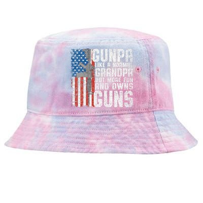 Gunpa Like A Normal Grandpa Fun And Owns Guns Funny Tie-Dyed Bucket Hat