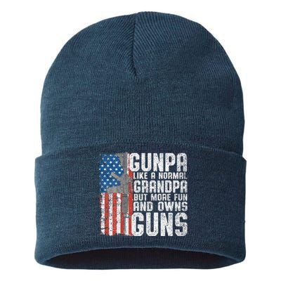 Gunpa Like A Normal Grandpa Fun And Owns Guns Funny Sustainable Knit Beanie