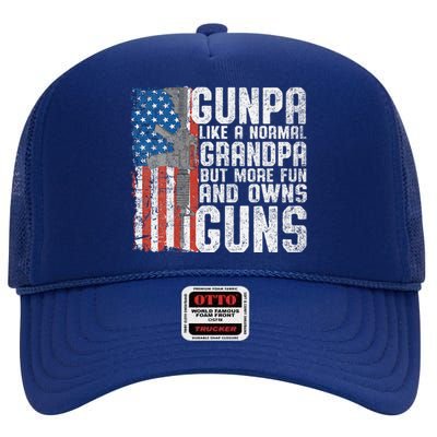 Gunpa Like A Normal Grandpa Fun And Owns Guns Funny High Crown Mesh Back Trucker Hat