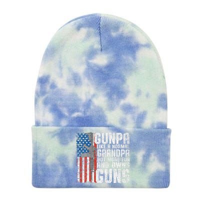 Gunpa Like A Normal Grandpa Fun And Owns Guns Funny Tie Dye 12in Knit Beanie