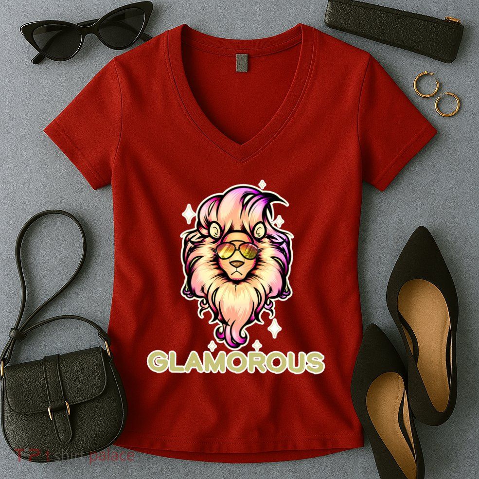 Glamorous Lion Women's V-Neck T-Shirt