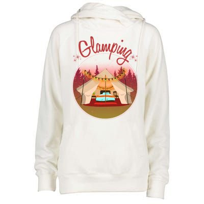 Glamping Fancy Camping  Womens Funnel Neck Pullover Hood