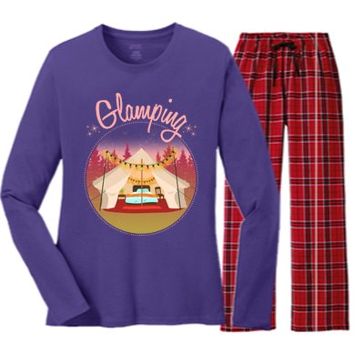 Glamping Fancy Camping  Women's Long Sleeve Flannel Pajama Set 