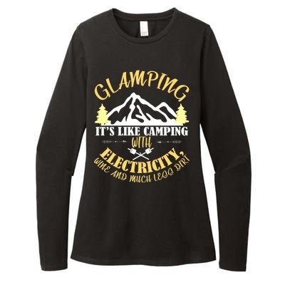 Glamping Like Camping With Electricity Wine Less Dirt Womens CVC Long Sleeve Shirt