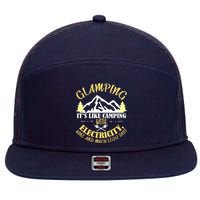 Glamping Like Camping With Electricity Wine Less Dirt 7 Panel Mesh Trucker Snapback Hat