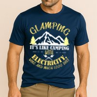 Glamping Like Camping With Electricity Wine Less Dirt Cooling Performance Crew T-Shirt
