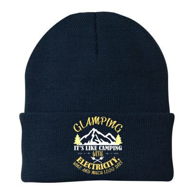 Glamping Like Camping With Electricity Wine Less Dirt Knit Cap Winter Beanie