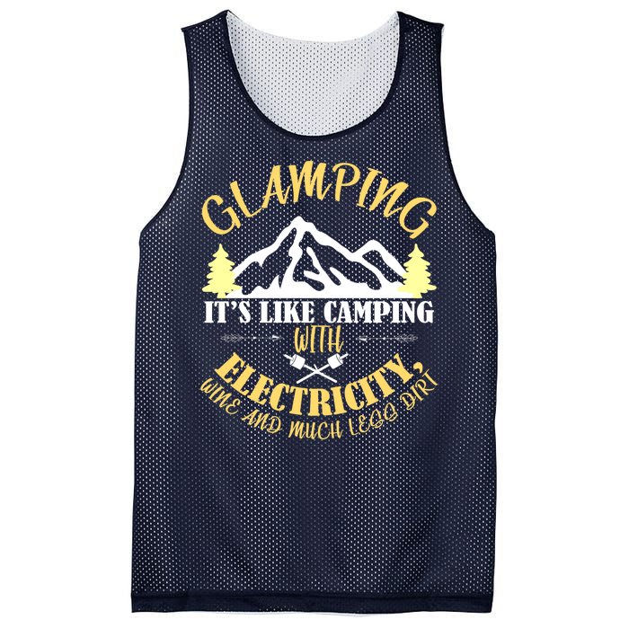 Glamping Like Camping With Electricity Wine Less Dirt Mesh Reversible Basketball Jersey Tank