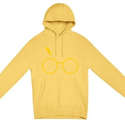 Glasses and Lightening Scar Wizard Logo Premium Pullover Hoodie