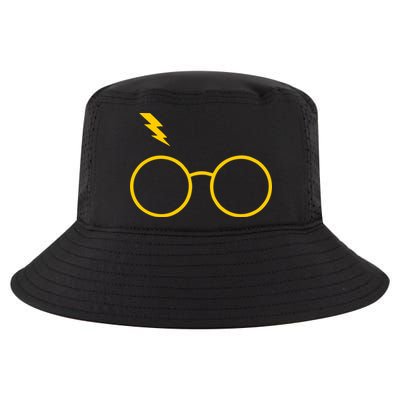 Glasses and Lightening Scar Wizard Logo Cool Comfort Performance Bucket Hat
