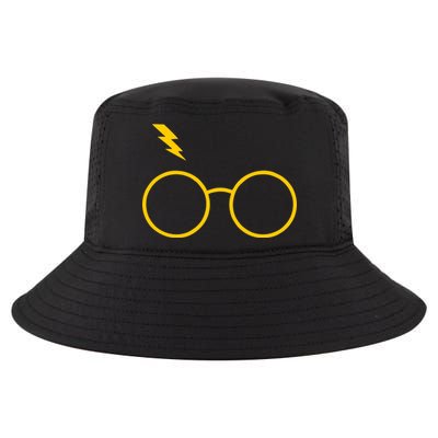 Glasses and Lightening Scar Wizard Logo Cool Comfort Performance Bucket Hat