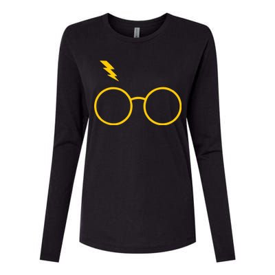 Glasses and Lightening Scar Wizard Logo Womens Cotton Relaxed Long Sleeve T-Shirt