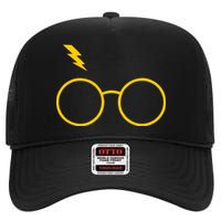 Glasses and Lightening Scar Wizard Logo High Crown Mesh Back Trucker Hat