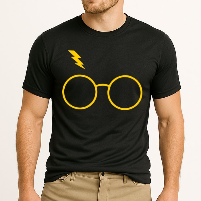 Glasses and Lightening Scar Wizard Logo Cooling Performance Crew T-Shirt