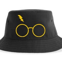 Glasses and Lightening Scar Wizard Logo Sustainable Bucket Hat