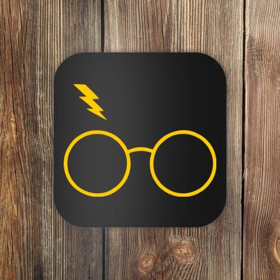 Glasses and Lightening Scar Wizard Logo Coaster