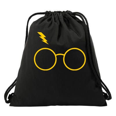 Glasses and Lightening Scar Wizard Logo Drawstring Bag