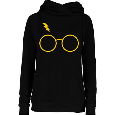 Glasses and Lightening Scar Wizard Logo Womens Funnel Neck Pullover Hood