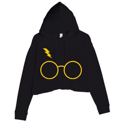 Glasses and Lightening Scar Wizard Logo Crop Fleece Hoodie