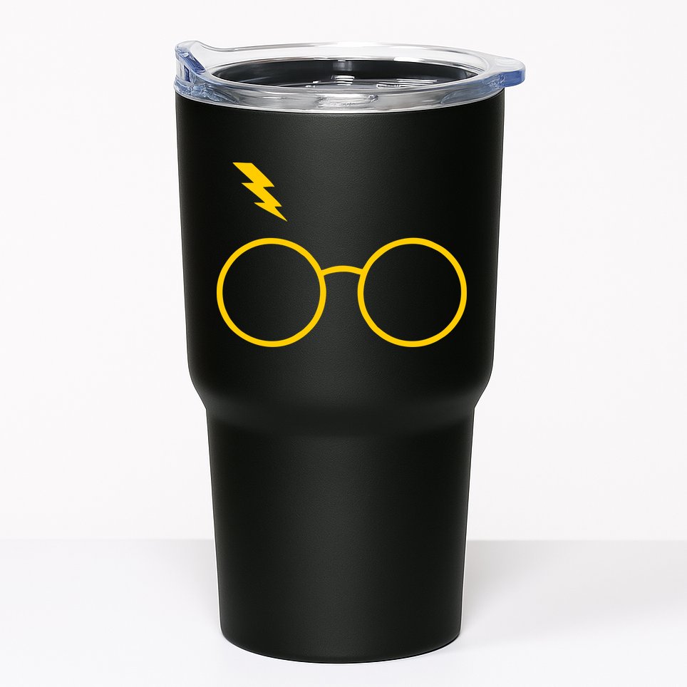 Glasses and Lightening Scar Wizard Logo Tumbler