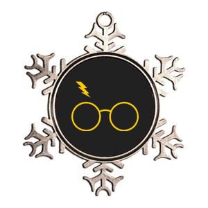 Glasses and Lightening Scar Wizard Logo Metallic Star Ornament