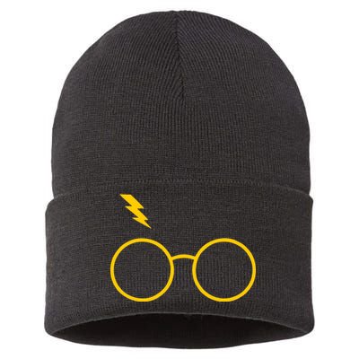 Glasses and Lightening Scar Wizard Logo Sustainable Knit Beanie