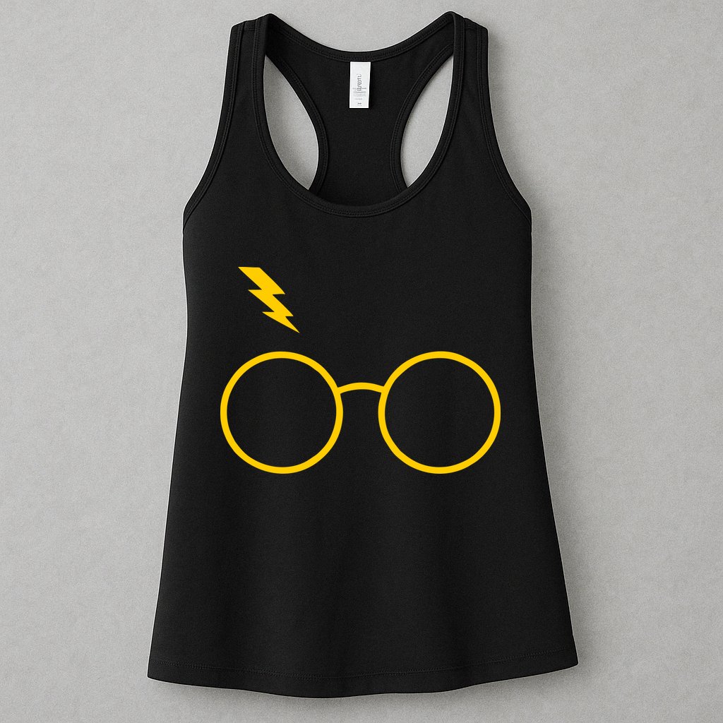 Glasses and Lightening Scar Wizard Logo Womens Tank Top