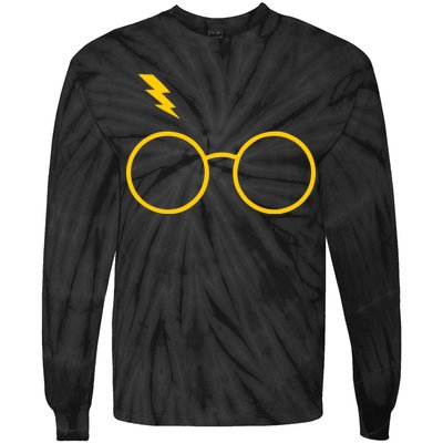 Glasses and Lightening Scar Wizard Logo Tie-Dye Long Sleeve Shirt