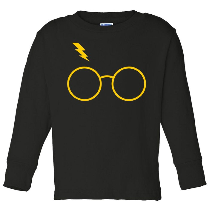 Glasses and Lightening Scar Wizard Logo Toddler Long Sleeve Shirt