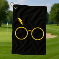 Glasses and Lightening Scar Wizard Logo Golf Towel