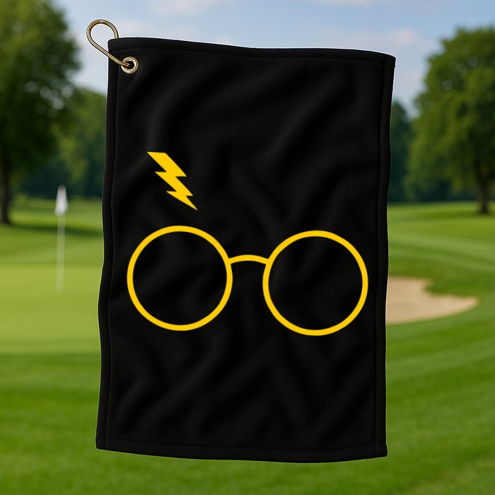 Glasses and Lightening Scar Wizard Logo Golf Towel