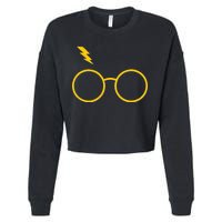 Glasses and Lightening Scar Wizard Logo Cropped Pullover Crew