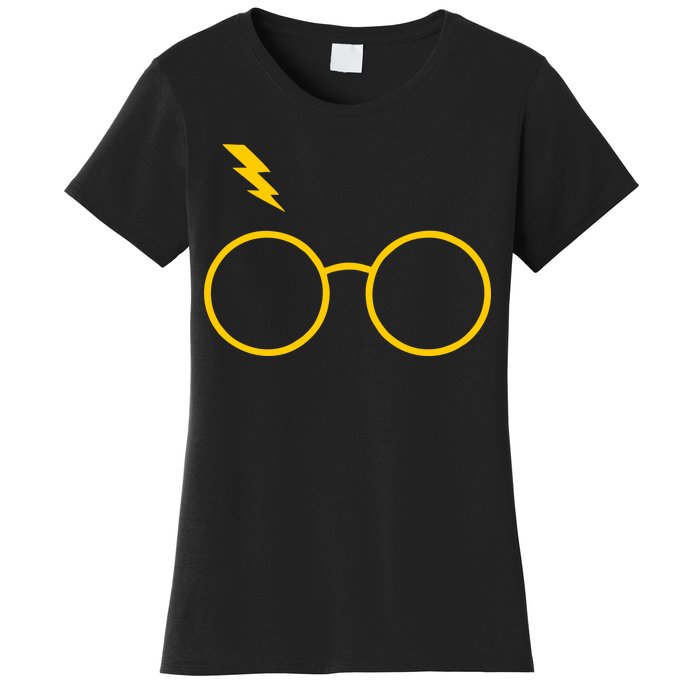 Glasses and Lightening Scar Wizard Logo Women's T-Shirt