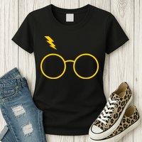 Glasses and Lightening Scar Wizard Logo Womens T-Shirt