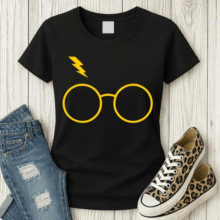 Glasses and Lightening Scar Wizard Logo Womens T-Shirt