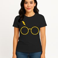 Glasses and Lightening Scar Wizard Logo Womens T-Shirt