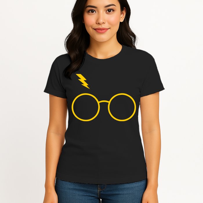 Glasses and Lightening Scar Wizard Logo Womens T-Shirt