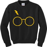 Glasses and Lightening Scar Wizard Logo Kids Sweatshirt